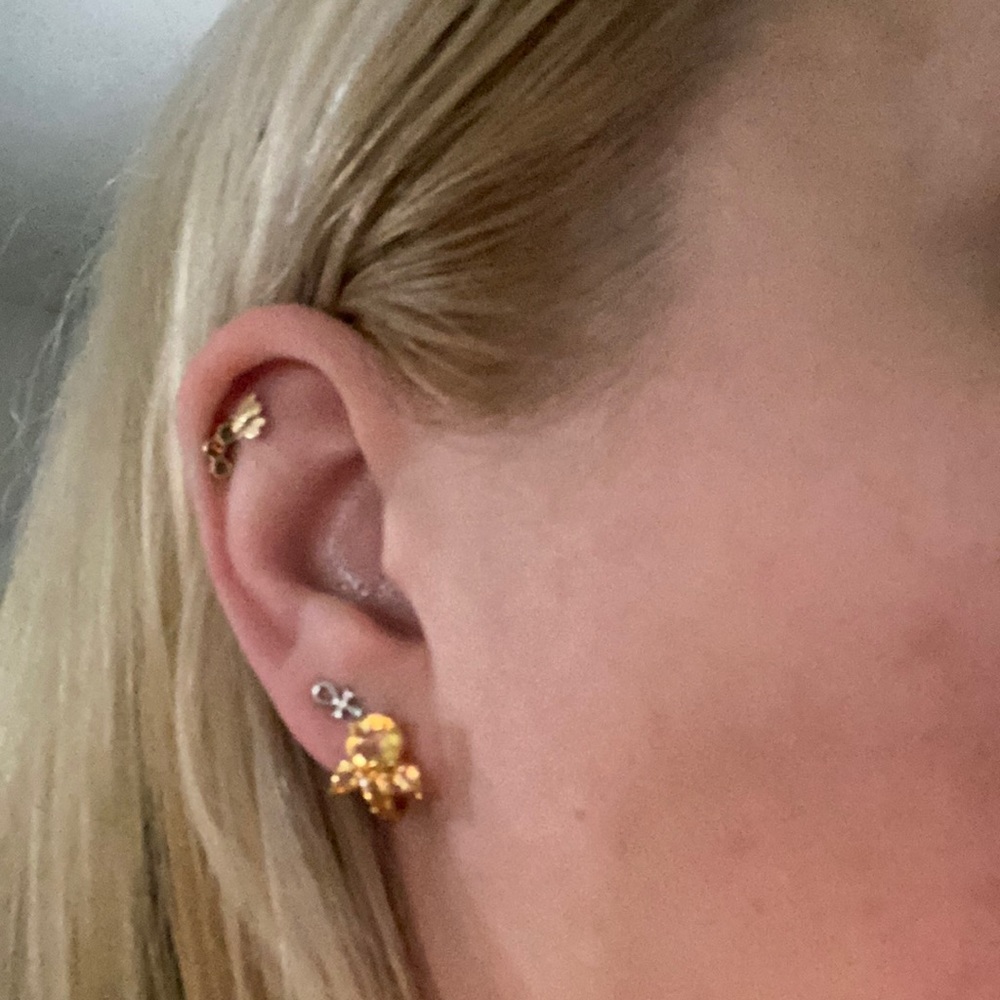 Golden cetrine huggy earrings